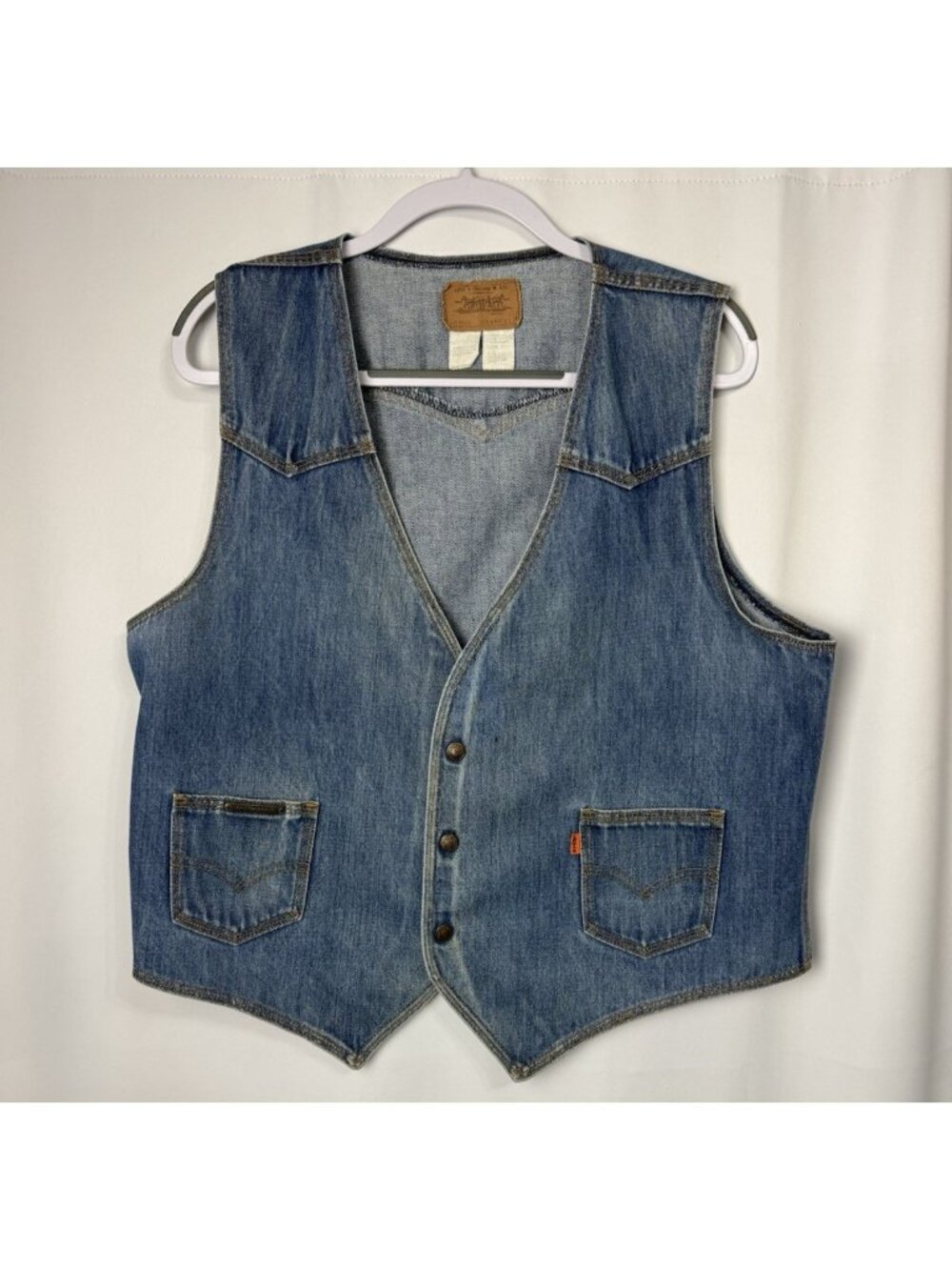 Vintage Levis Orange Tab Denim Vest Western Made In USA 60506-0916  Mens Size XL - Picture 2 of 10